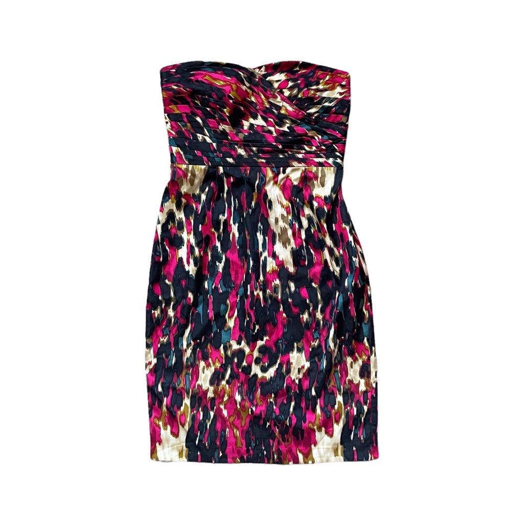 ANN TAYLOR Strapless Multi-Color Printed Dress